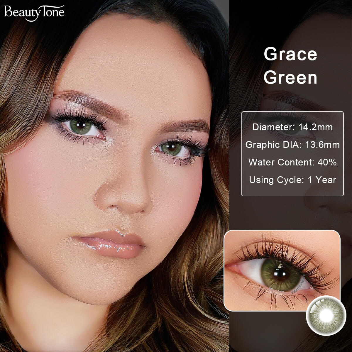 Grace Green colored eye contacts