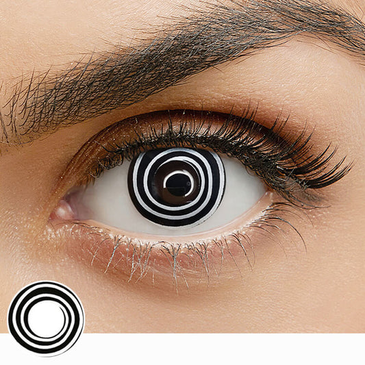 V82 Black White Spiral contact lenses