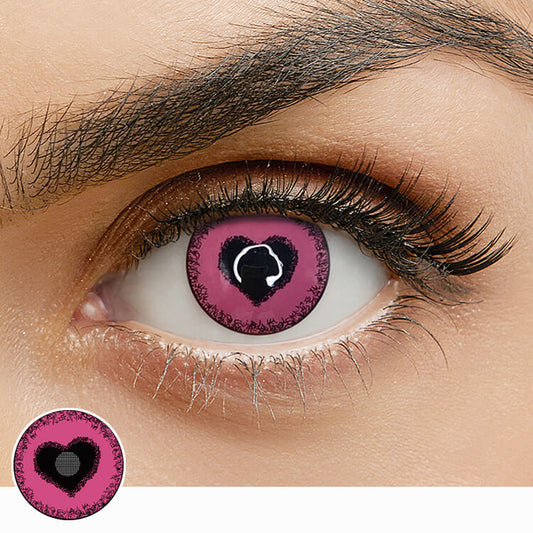 V86 Peach Heart contact lenses